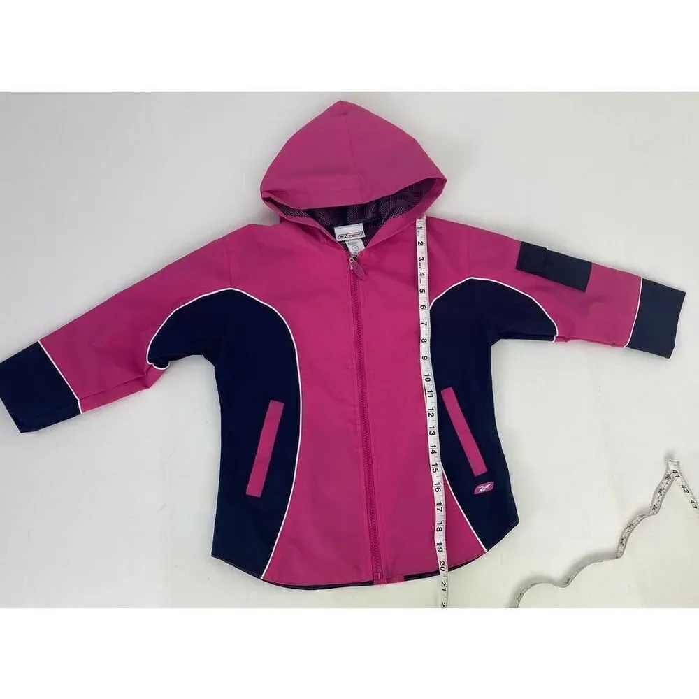 Vintage Reebok Y2K Waterproof Jacket Pink Blue Rain Athletic - Size 5 Kids